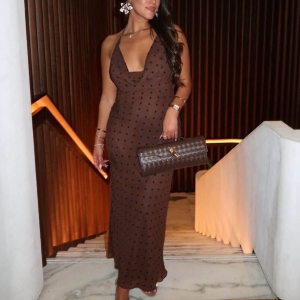 Zara Elegant Brown Halter Dress